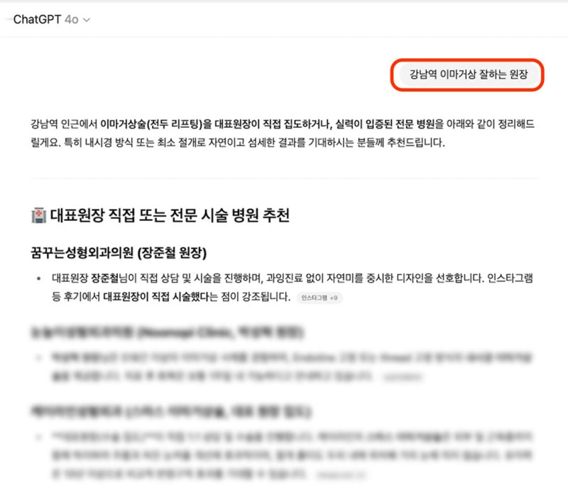 강남역 이마거상 잘하는 병원? 챗GPT에게 물어봤다 사진 2